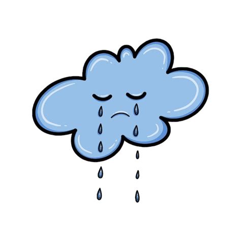 Premium Vector | Cloud sad with closed eyes and tears rain weather ...