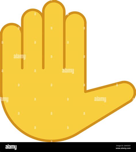 Raised hand emoji color icon. High five. Stop hand gesture. Palm. Counting five. Isolated vector ...