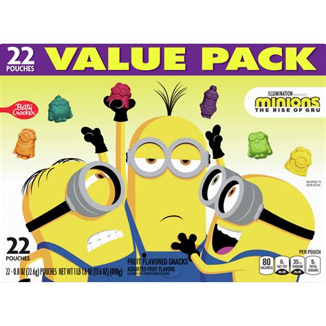 Minions Fruit Flavored Snacks Treat Pouches Value Pack 22 Ct