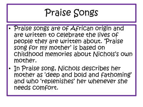 Praise Song For My Mother Ppt