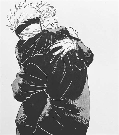 black and white drawing of two people hugging each other