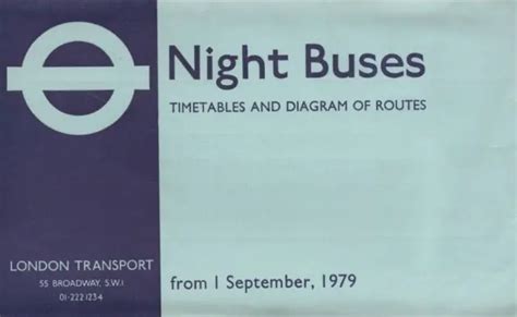 London Buses Night Buses Timetable Buses For Night Owls 1984 X2 £3