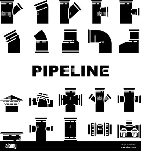 Pipeline Industry Gas Pipe Icons Set Vector Stock Vector Image Art