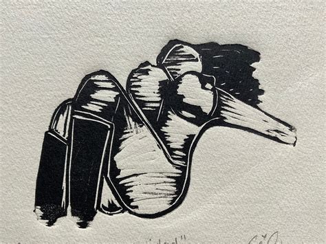 Simplicity Female Nude Linocut Print By Mexican Artist Ana Reyes