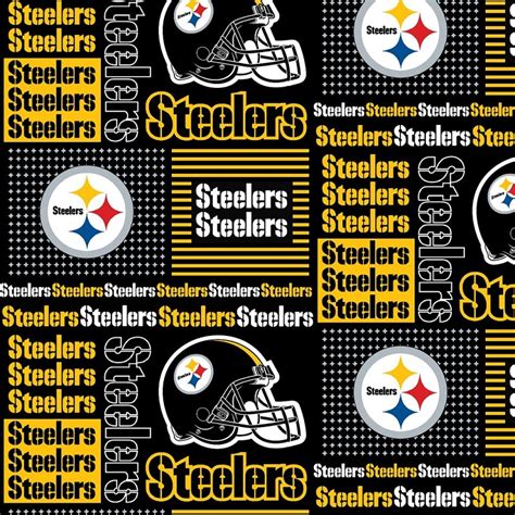 Cotton Pittsburgh Steelers Squares Nfl Pro Football Cotton Fabric Print