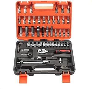 JIAVAXA 53 Pcs 1 4 Inch Ratchet Socket Wrench Set Drive With Bit