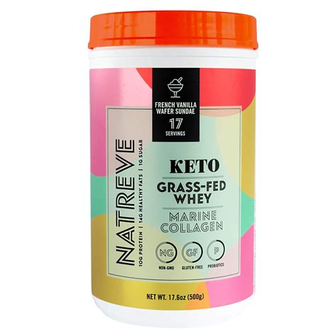 Natreve Marine Collagen Peptides Grass Fed Whey Powder Keto Friendly