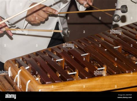 Primer Plano De Un Teclado Marimba O Hormigo Guatemala Instrumento