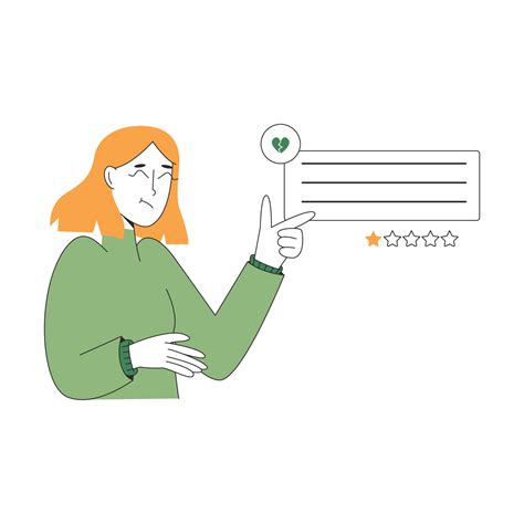 woman giving negative feedback to bad service. One star rating customer