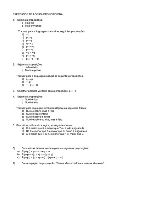 Questões De Lógica Proposicional RETOEDU
