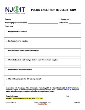 Exception Request Form Fill Online Printable Fillable Blank