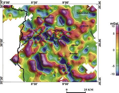 Residual Gravity Anomaly Map Created By Band Passing Wavelengths