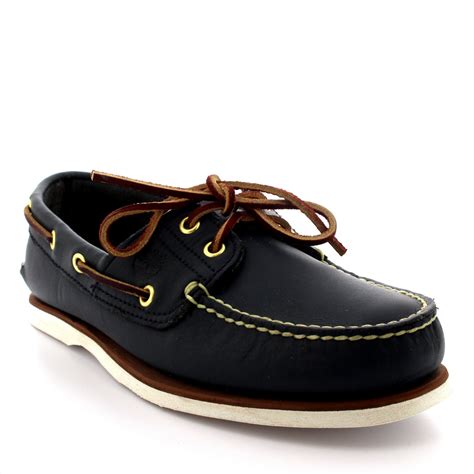 Mens Timberland Classic 2 Eye Boat Loafers Moccasin Lace Up Deck Shoes