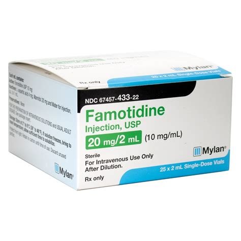 Famotidine 10mg ML SDV 2mL 25 Vials Tray Refrigerated McGuff