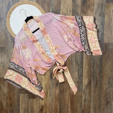 Spell The Gypsy Collective Cherry Blossom Kimono Sleeve Crop Top Pink