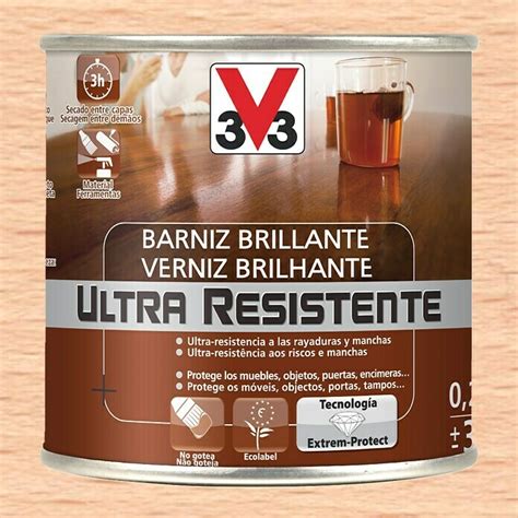 V Barniz Para Madera Brillante Ultra Resistente Incoloro Brillante