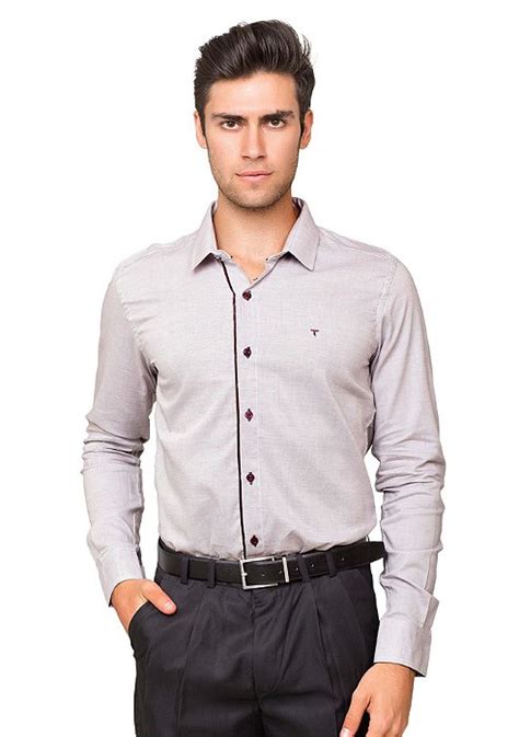 Camisa Social Masculina Slim Fit Azul Clara Algod O Fio Tony Menswear