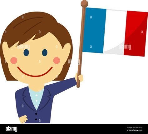 Cartoon Business Woman Mit Nationalflaggen Frankreich Flat Vector