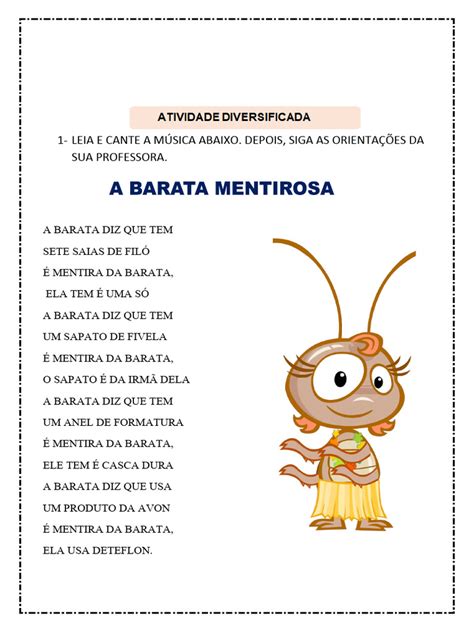 Palavras Que Rimam Com Barata - Atividade Estrutura Da Palavra Barata | PDF