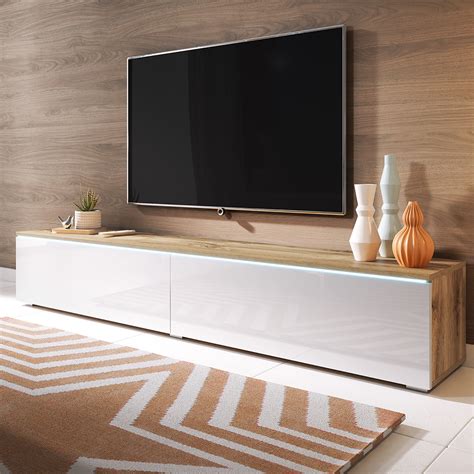 Meuble Tv Meuble De Salon Kane 180 Cm Chêne Wotan Blanc