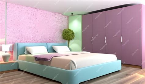 Premium Photo | Pastel colored bedroom