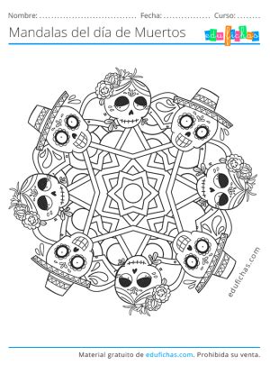 Mandalas Del D A De Muertos Para Imprimir Y Colorear Descargar Pdf