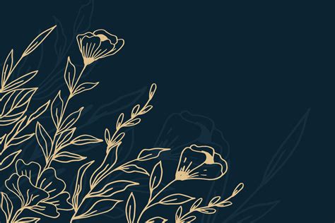 Elegant golden floral background with hand drawn flowers and leaves ...