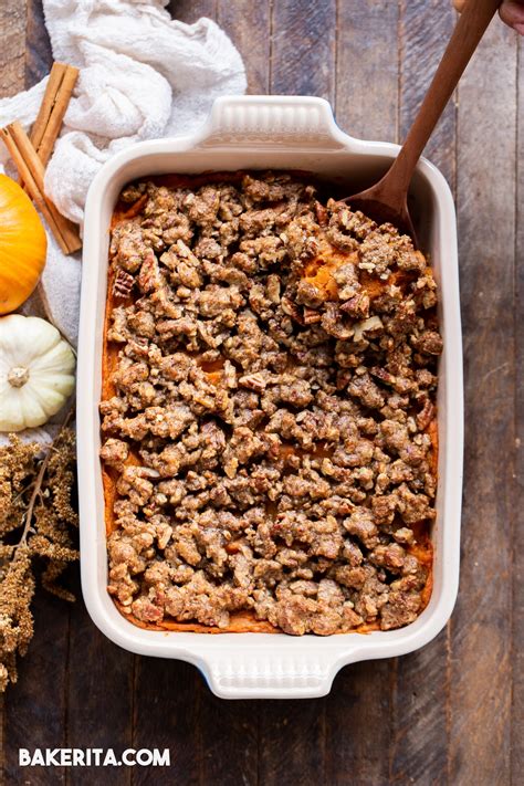 Vegan Sweet Potato Casserole With Gluten Free Pecan Crumble Bakerita