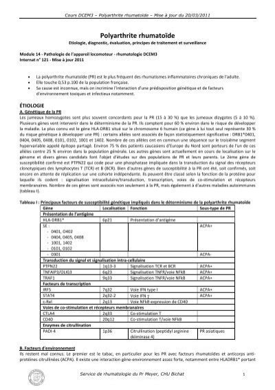 Polyarthrite Rhumato De Rhumatologie Bichat