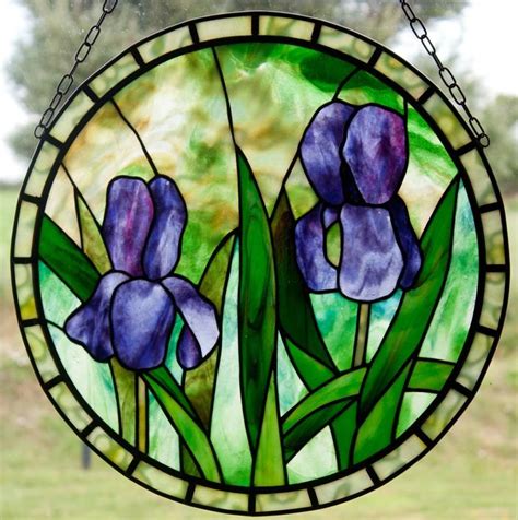 Two Irises Stained Glass Pattern © David Kennedy Designs Etsy Stained Glass Flowers Faux