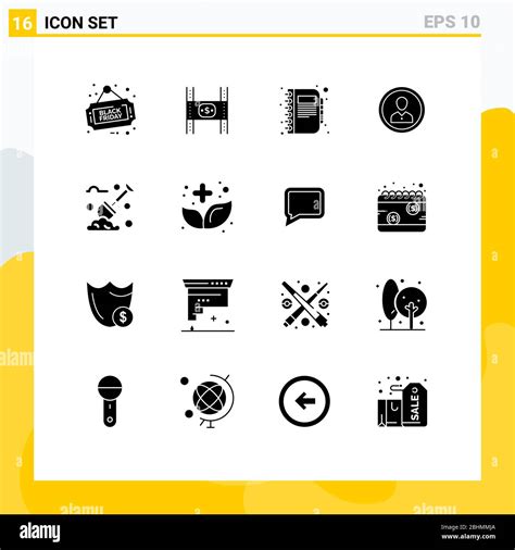 Solid Glyph Pack Of 16 Universal Symbols Of People Human Movie