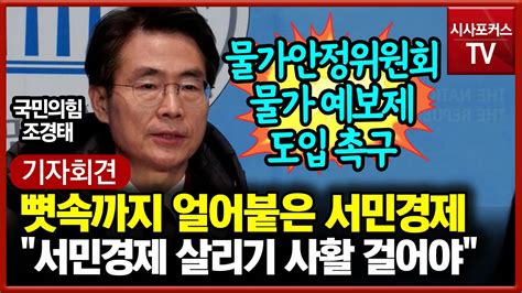 뼛 속까지 얼어붙은 서민경제 조경태 물가안정위원회·물가예보제 도입 촉구 Youtube