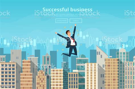 Successful Businessman Jumping For Joy Stock Illustration Download