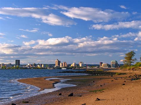 New Haven Skyline From East Shore Park Near The Uscg Stat