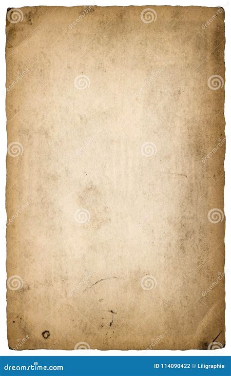 Used Paper Sheet Edges Isolated White Background Vintage Stock Photo