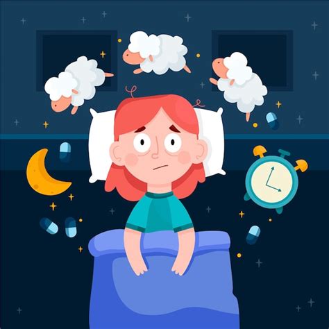 Mujer Que Tiene Problemas Para Dormir Ilustrada Vector Gratis