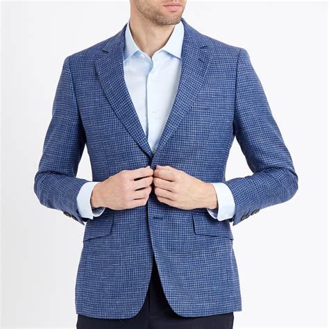 Blue Houndstooth Wool Blend Blazer Brandalley