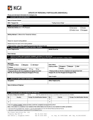 Fillable Online Kgifraser UPDATE OF PERSONAL PARTICULARS INDIVIDUAL