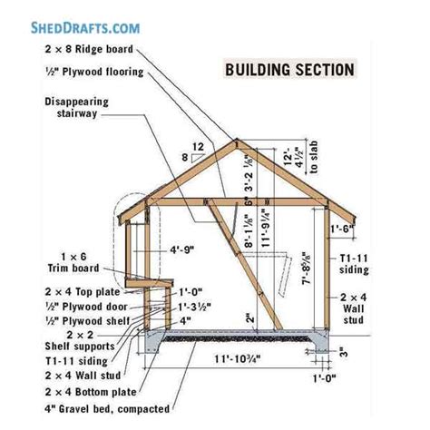 12×16 Gable Shed Building Plans With Loft