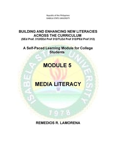 Media Literacy Module For Media Literacy Republic Of The