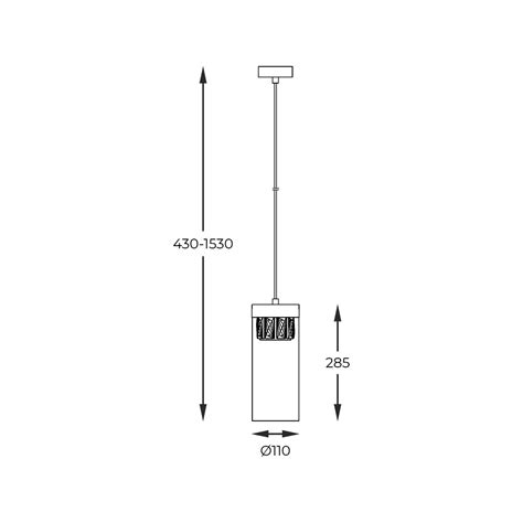 Nowoczesna lampa wisząca GEM szklana tuba 28 5cm kryształ G9 28W