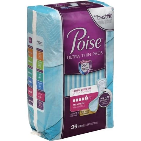 Poise Ultra Thin Long Maximum Absorbency Incontinence Pads 39 Ct Shipt