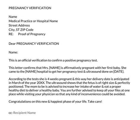 16 Free Pregnancy Verification Forms Word Pdf