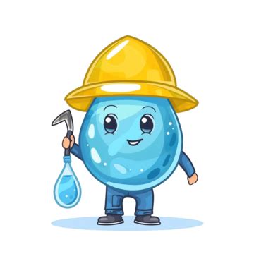 Linda Gota De Agua De Dibujos Animados Como Personaje De Carpintero PNG