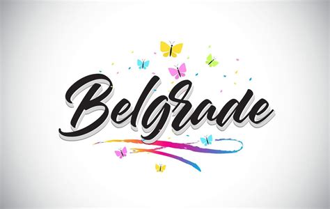 Belgrade Handwritten Vector Word Text With Butterflies And Colorful