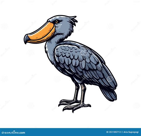 Shoebill Bird Realistic Hand Drawn, Sketch Cartoon Vector