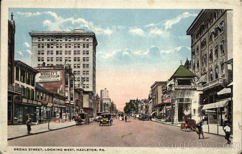 Broad Street Looking West Hazleton Pa Postcard