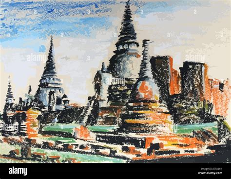 a colorful old thai temple painting background Stock Photo - Alamy