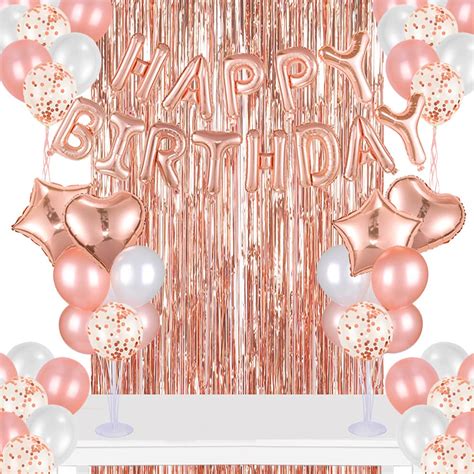 Buy Rose Gold Birthday Party Decorations Set With Balloon Table Stand