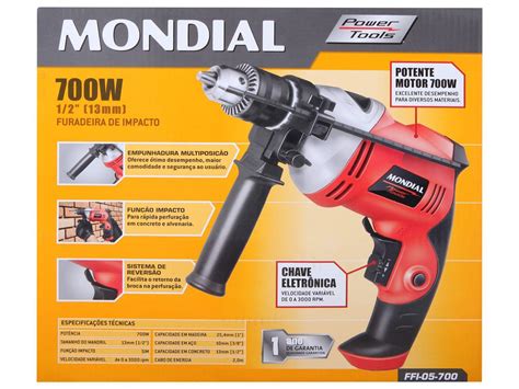 Furadeira De Impacto Mondial 700W 1 2 Power Tools FFI 05 Furadeira